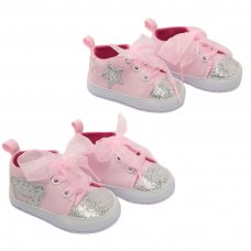 B2274-P: Pink Glitter Trainers (0-12 Months)
